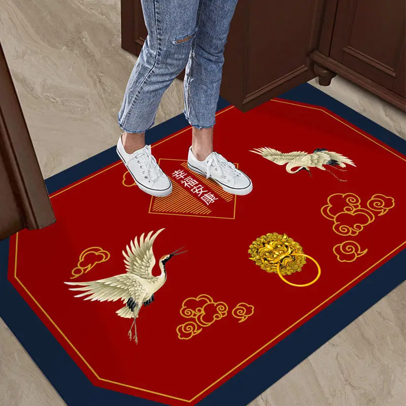 

Entrance Door Mat Anti-Slip Absorbent Doormat Home Hallway Door Mat Floor Decor Kitchen Living Room Crystal Velvet Carpet Rug