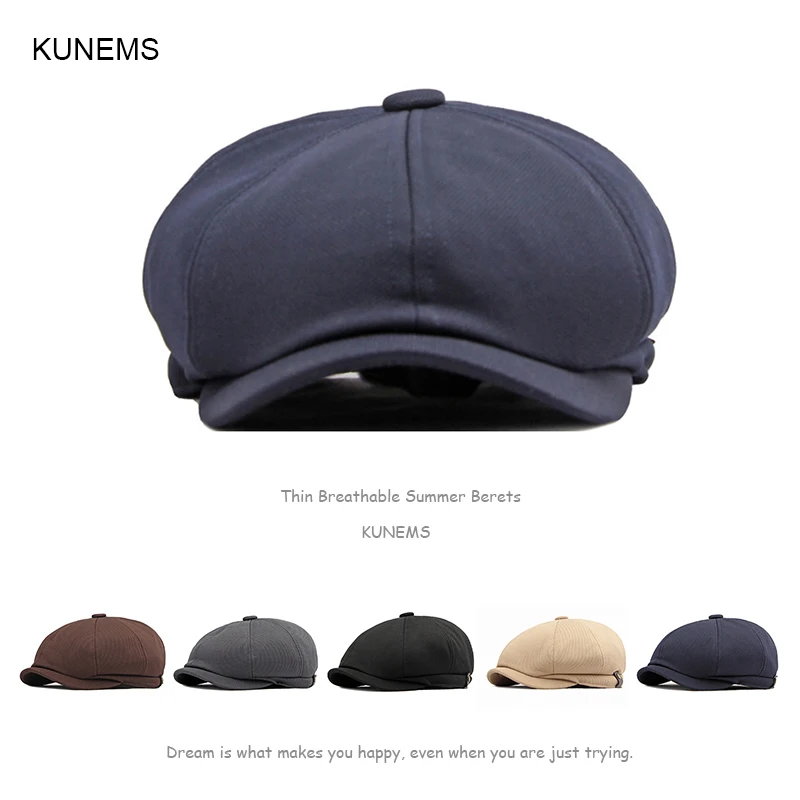 

Модные береты KUNEMS в стиле ретро, кепки газетчика для мужчин, плоская кепка, повседневная художественная Кепка, восьмиугольная кепка, летняя солнцезащитная Кепка, кепки