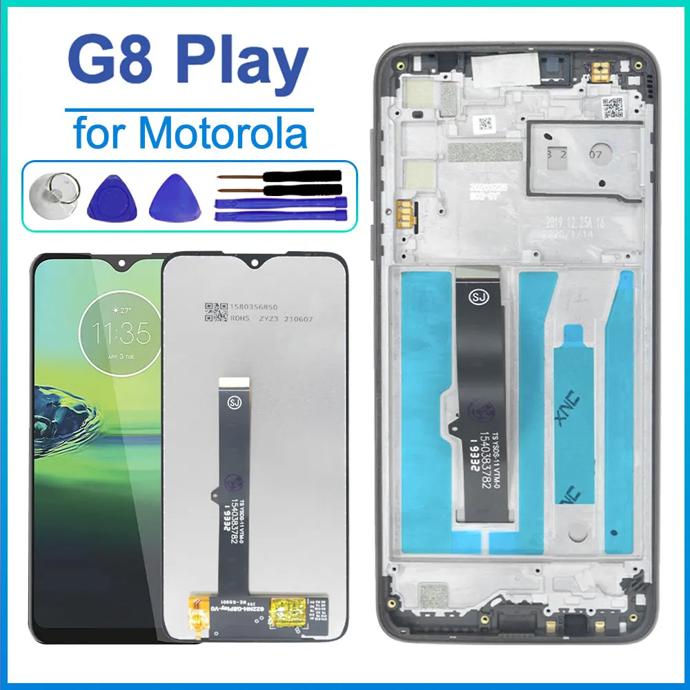 Фото G8 протестированный ЖК-дисплей для Motorola Moto G8 Play, преобразователь сенсорного экрана в сборе с рамкой для Moto G8 Play XT2015 XT2015-2 №2