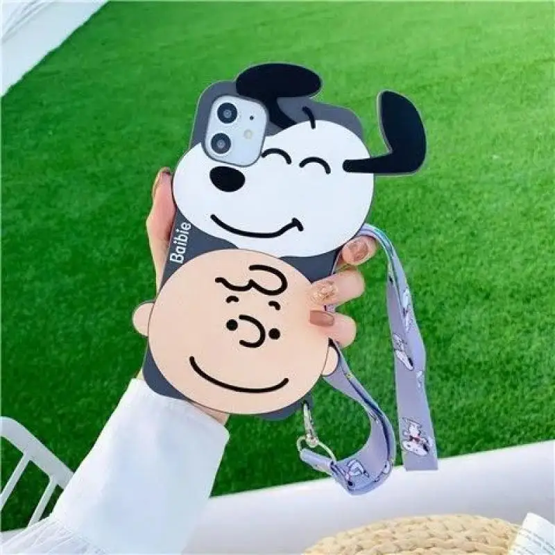 

Kawaii Snoopys Iphone 13/12/11 Pro Max Xr Xsmax Phone Accessories Cartoon Cute Silicone Iphone Case Lanyard Girls Birthday Gift