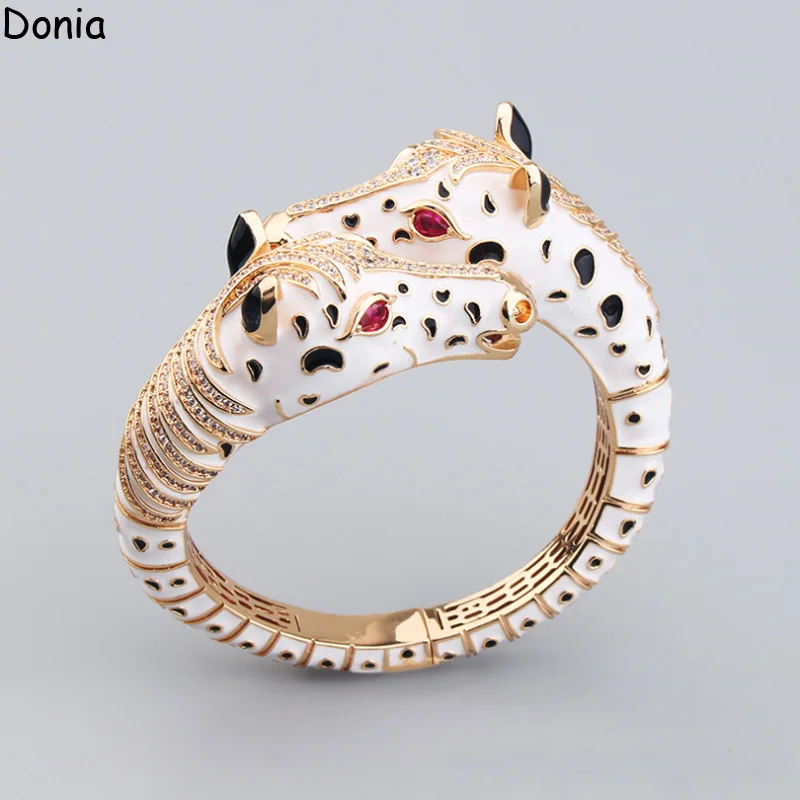 

Donia Jewelry European and American Fashion Personality Zebra Titanium Steel Micro-Inlaid Zircon Animal Luxury Bracelet