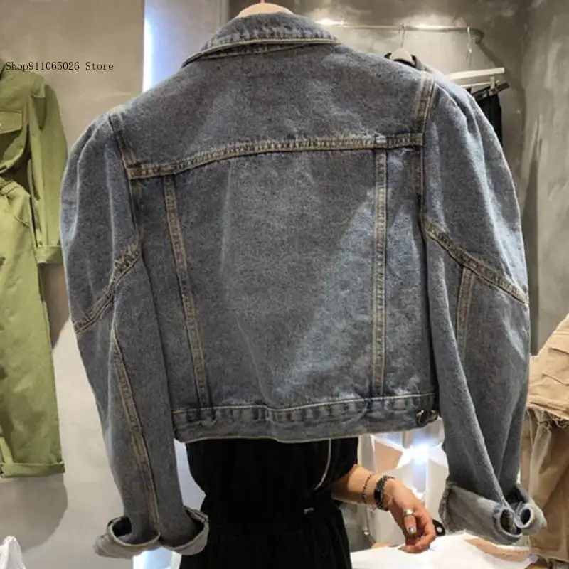 Женская свободная повседневная Осенняя короткая куртка с пушистыми рукавами и