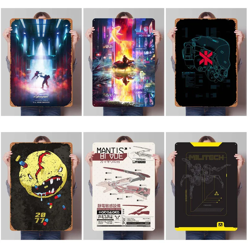 C-Cyberpunk знак персонализируемые игровые плакаты украшение игровой комнаты мужской