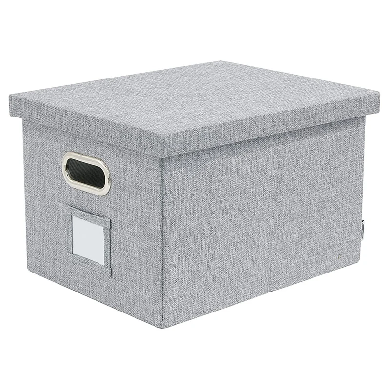 

Foldable Linen Storage Box With Lid And Metal Handle