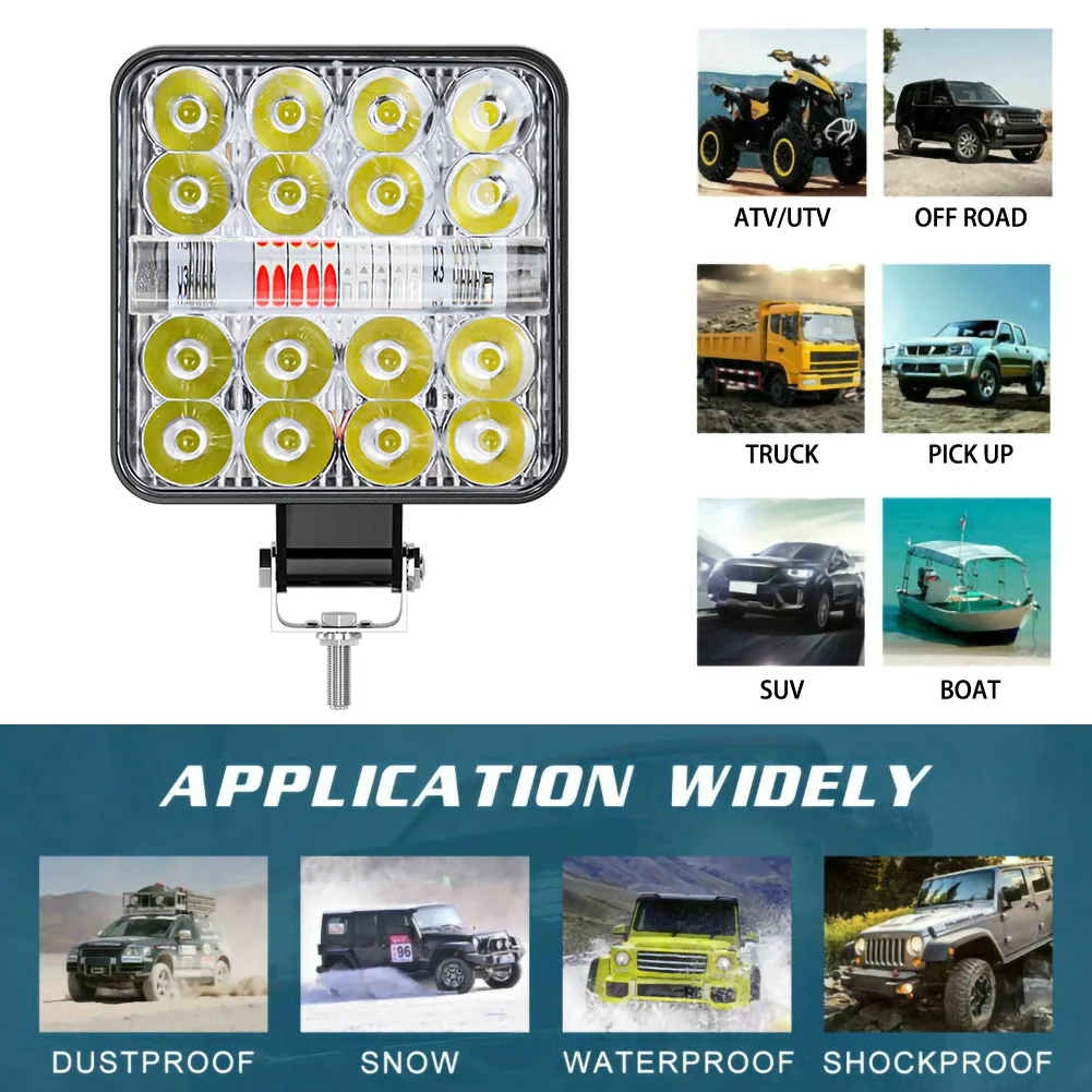 

48W 3 Colors Car LED Work Light High Brightness Auto LED Spot Light Car Warning Fog Lamp For Car SUV Truck ATV Ship Accessories