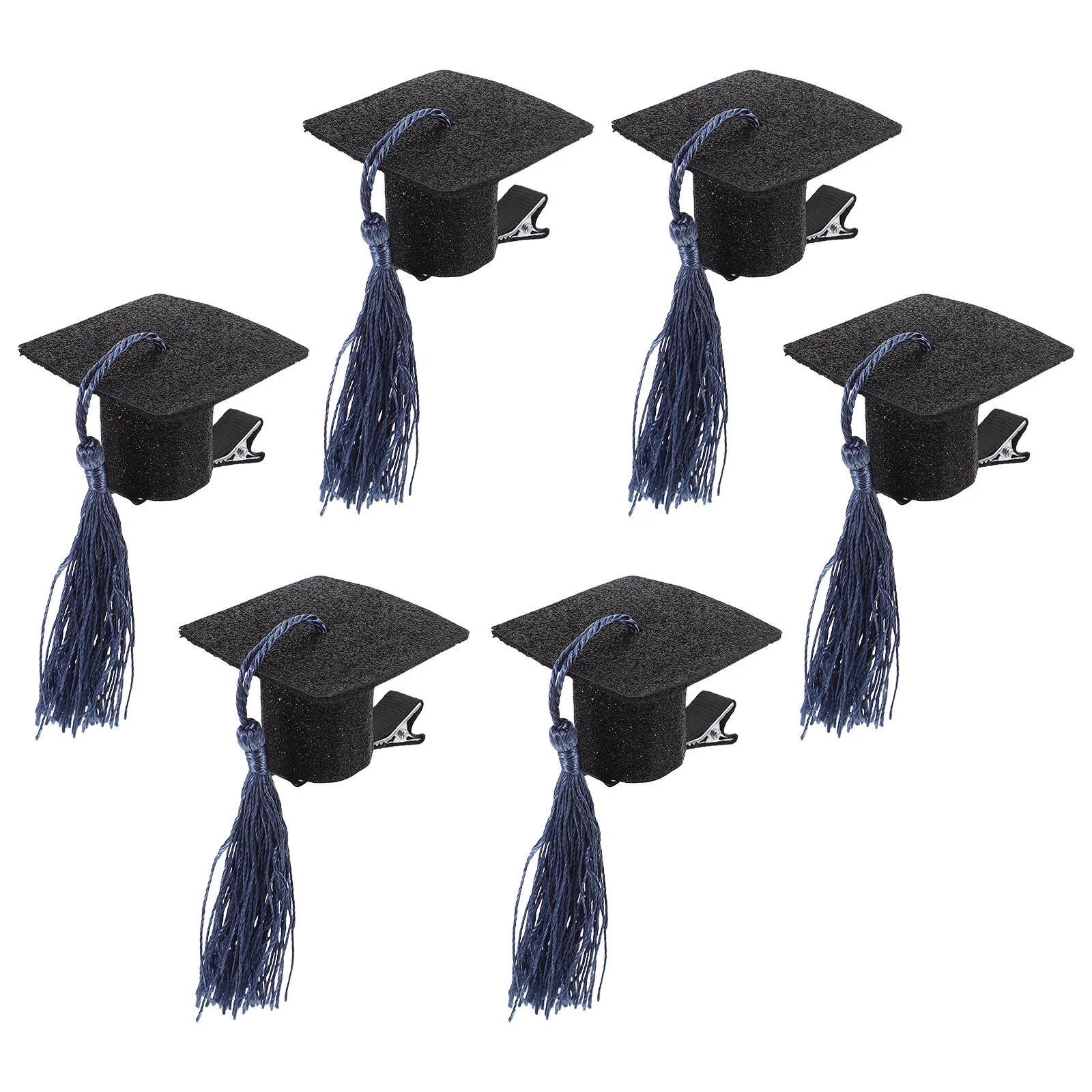 

6pcs Bachelor Hat Shaped Tassel Hair Clips Graduation Hat Props Graduation Party Hair Clips