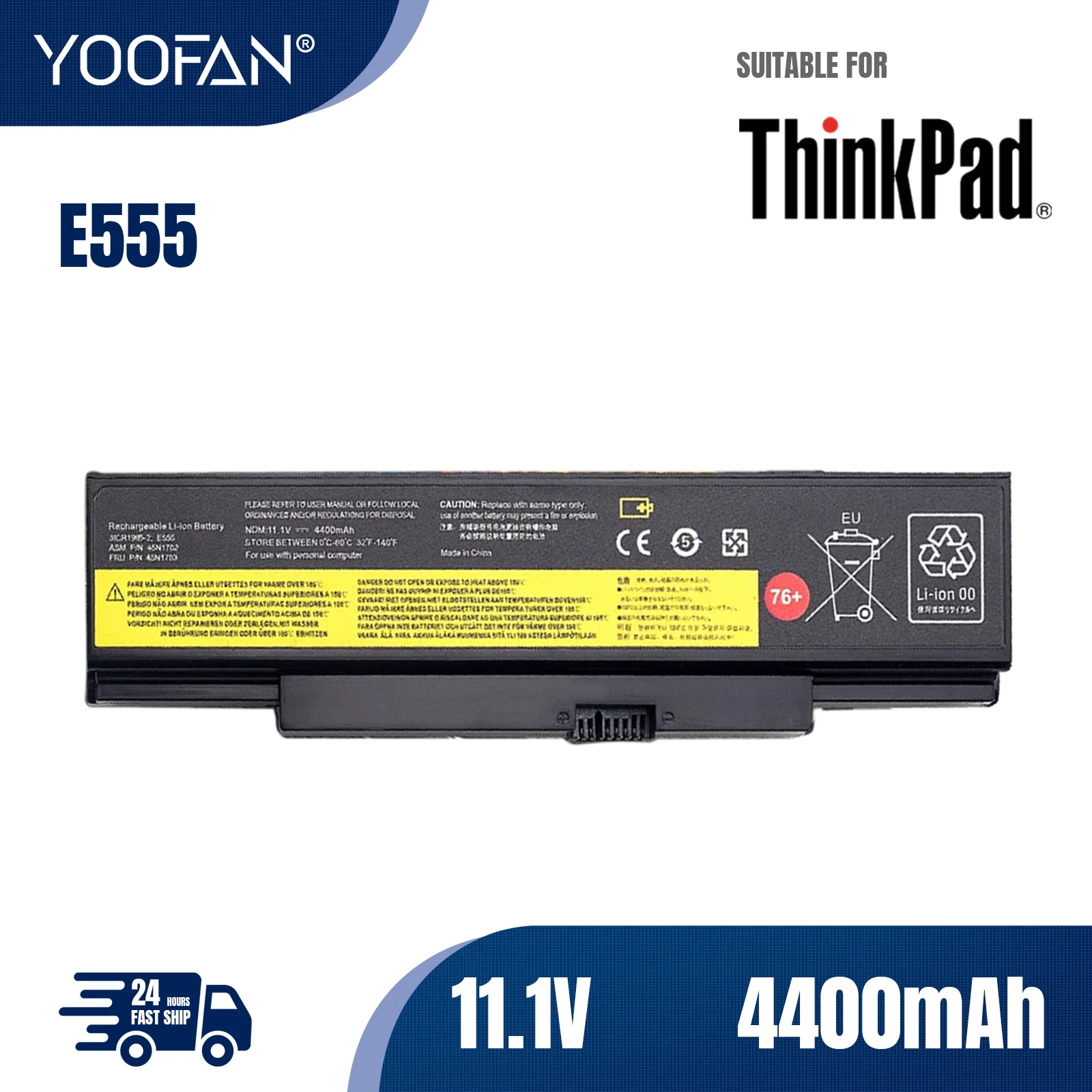 YOOFAN новая батарея для портативного устройства 45N1762 45N1763 Lenovo ThinkPad E555 E550 E550C E560 E565C