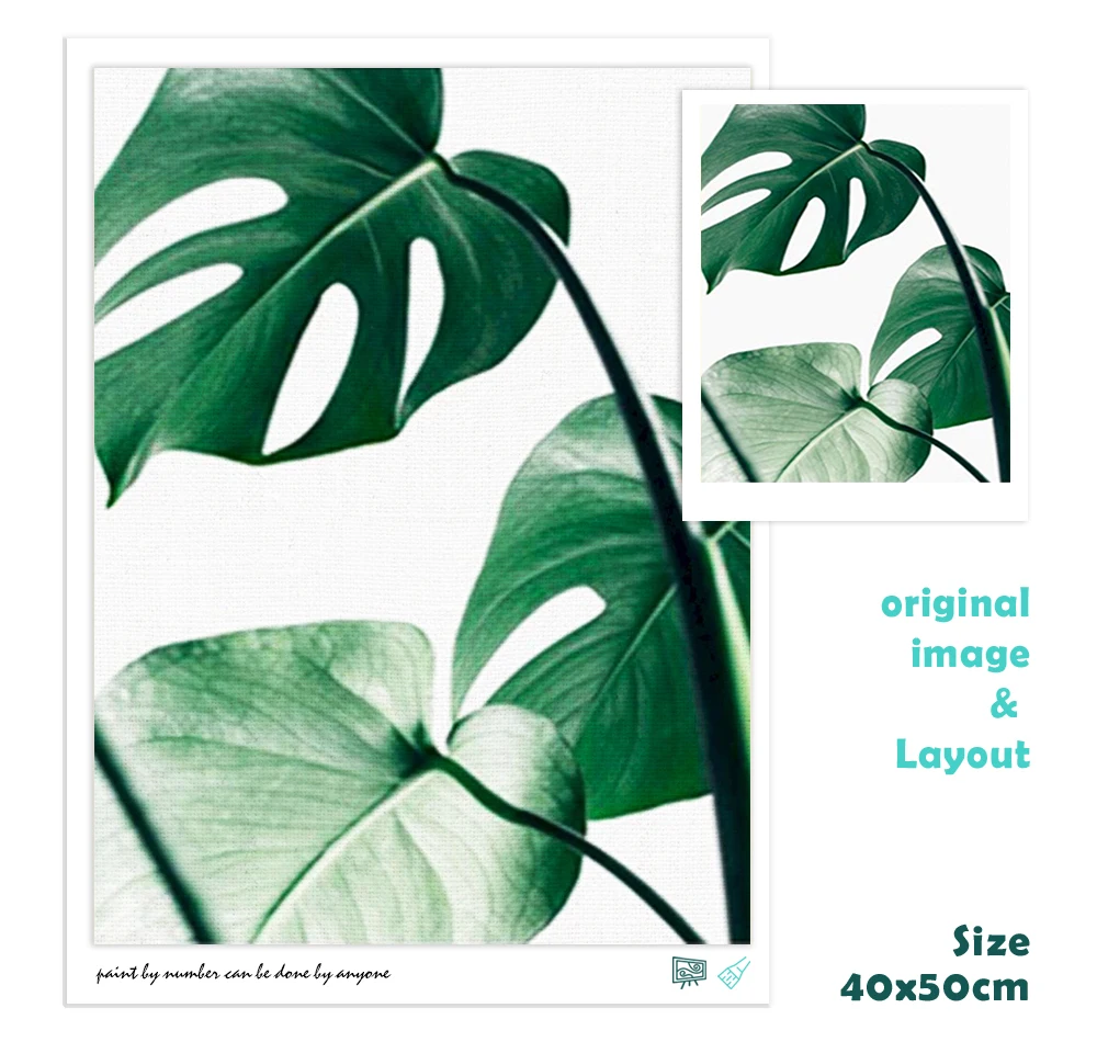 CHENISTORY картина по номерам зеленые листья DIY ручная роспись для взрослых живопись
