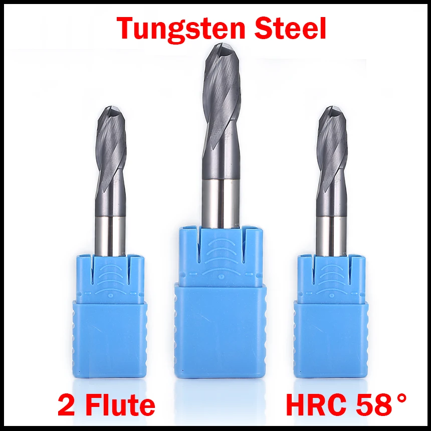 

R4 R5 R6 R8 HRC58 2 Flute Tungsten Solid Carbide CNC Router Bit R Cutting Tool Milling Cutter Ball Nose End Mill