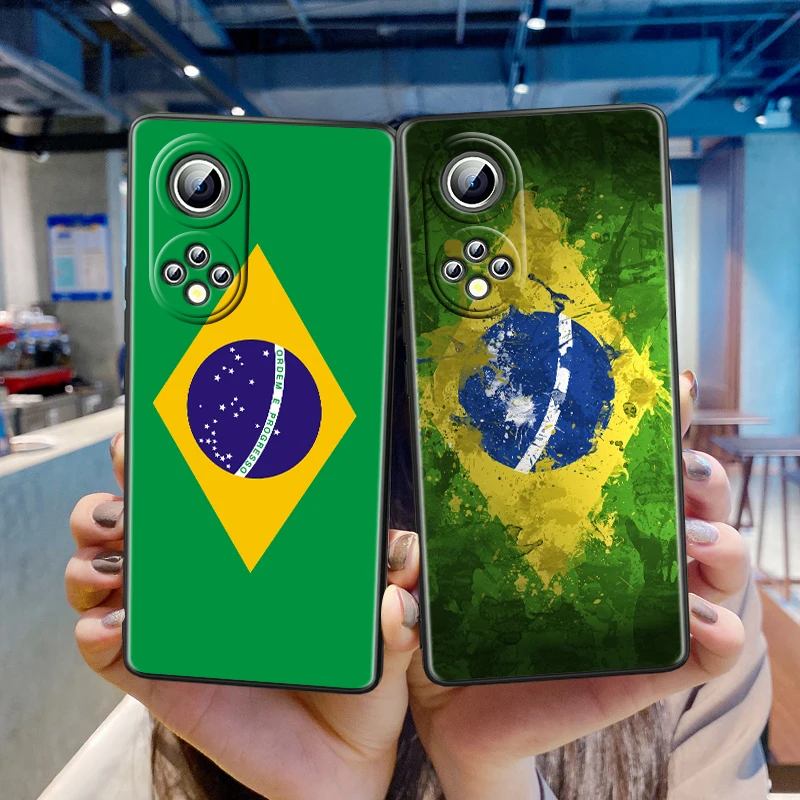 

Brazilian Flag For Honor 60 50 Pro X20 SE V30 Magic3 Play 5T 5G 30 Lite X30i 30S Soft Black Phone Coque Fundas