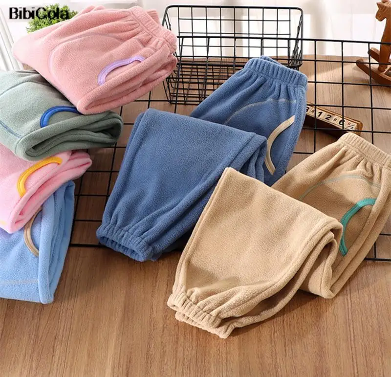 

Детские штаны; Зимние теплые флисовые спортивные штаны для маленьких мальчиков; Детские брюки с эластичной резинкой на талии; От 2 до 8 лет сп...