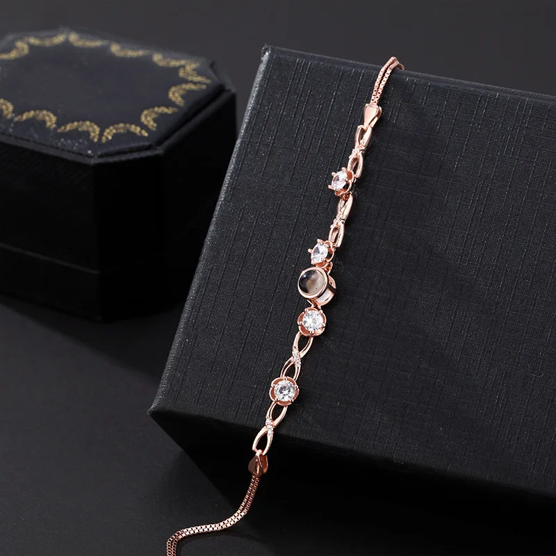 S925 Custom Photo Projection Zircon Bracelet For Girlfriend Wife Gifts 2023 New In Valentine Day Luxury Trendy Romantic Jewelry