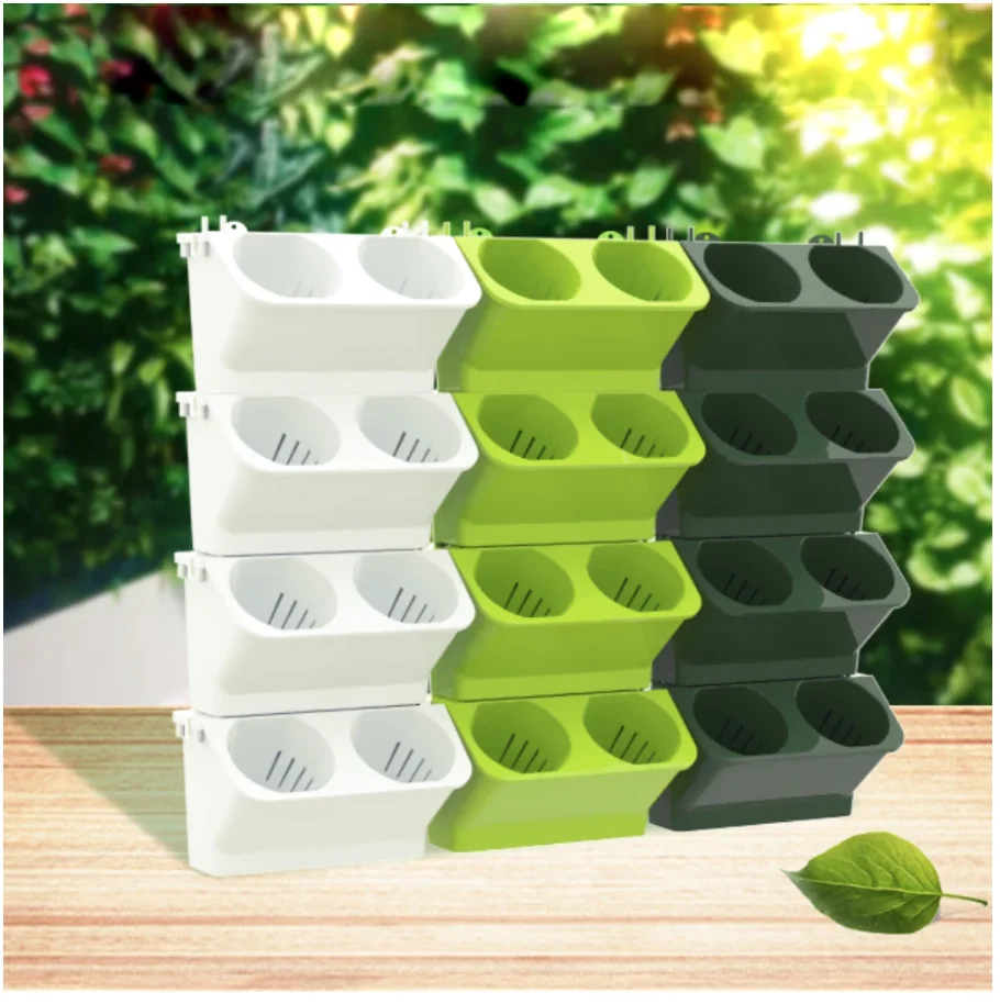 Stackable Wall Mounted Wall Planter Plastic Self Watering Vertical Hanging Plant Pots Home Greening Bonsai Tools