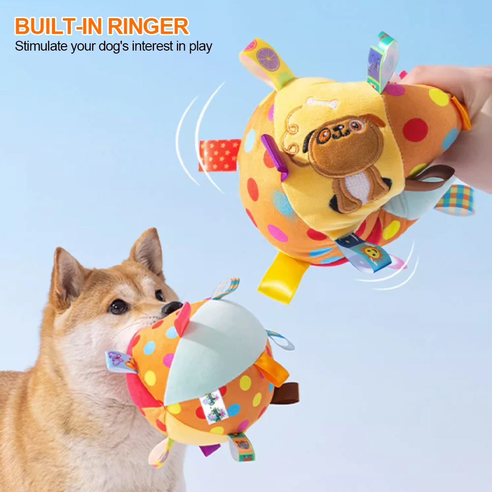 

Interactive Ball Dog Toy for Aggressive Chewers Training Decompress Bite Resistant Plush Handle Dog Toys with Bells Pet Supplies