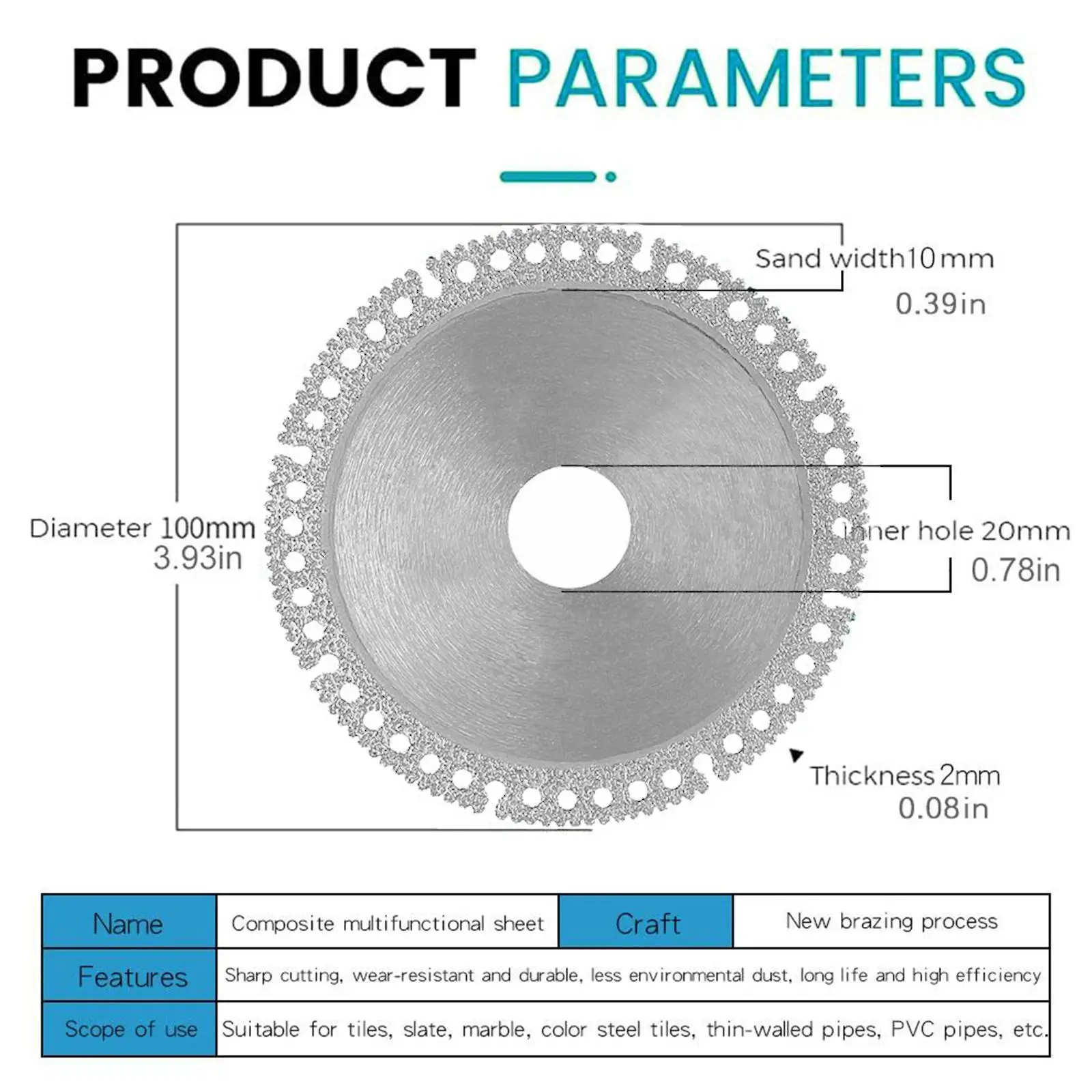 

Composite Multifunctional Cutting Saw 100mmUltra-thin Saw Ceramic Tile Glass Cutting Disc For Angle Grinder U3H1