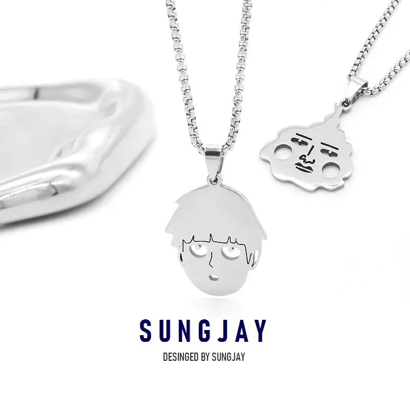 

Mob Psycho Anime Accesorios Necklace Women Kageyama Shigeo Ekubo Necklaces Woman Design Titanium Steel Necklace Kawaii Jewelry