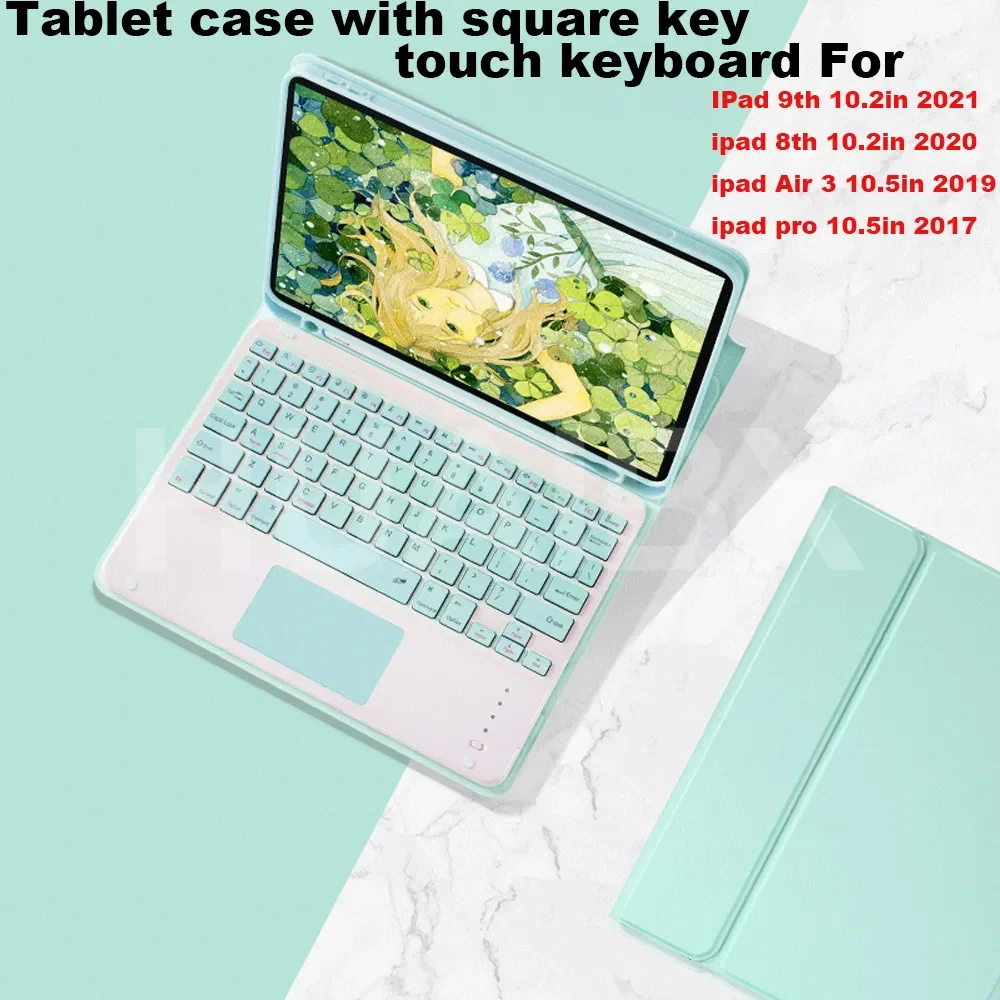 

Suitable for IPad 10.2-inch, IPad Pro/Air3 10.5-inch Tablet Case + Detachable Bluetooth Square Key Touch Keyboard