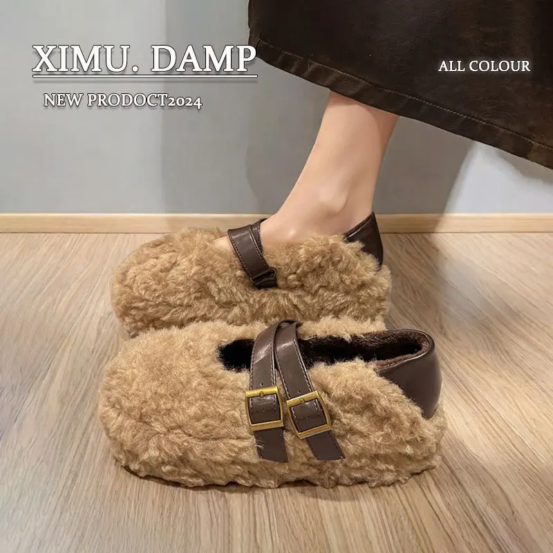 Повседневная женская обувь Modis сабо на платформе лоферы меху универсальные новые