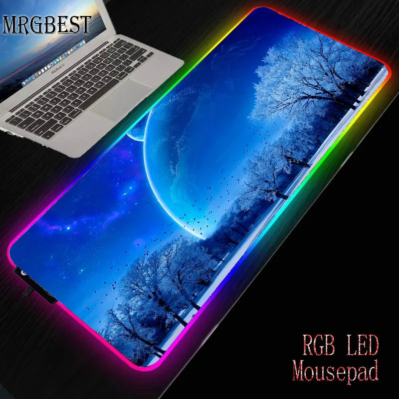 

MRGBEST Starry Sky 900x400x4mm Xl Thickened RGB Large Mouse Pad Cartoon Game Lock Edge LED USB Computer Keyboard Desk Mat
