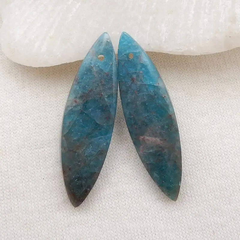 

Semiprecious Natural Stone Blue Apatite Crystal Gemstone Handmade Earring Bead Accessories 36x10x5mm 7g