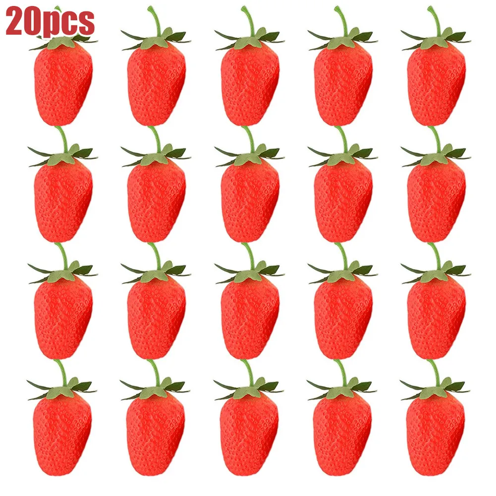 

20PCS Artificial Strawberry Lifelike Fake Fruit For Display Table Decorations Artificial Strawberry Lifelike Fake Fruit