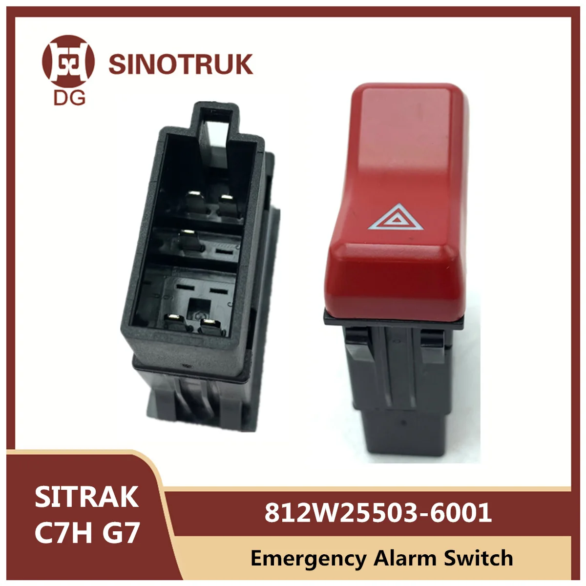 

Emergency Alarm Switch 812W25503-6001 For Sinotruk SITRAK C7H G7 Four-flash Double-flash Red Switch Button Original Parts