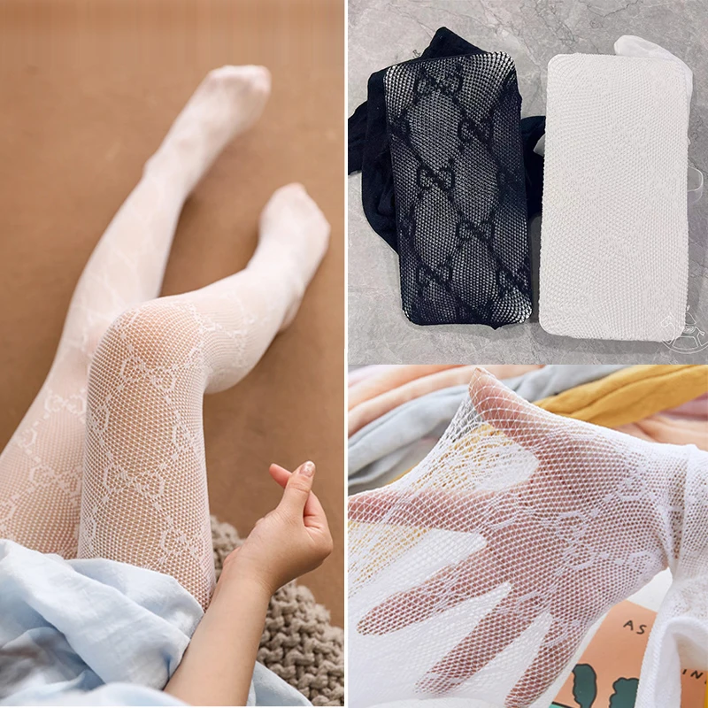 Children's Pantyhose Bow Print Fishing Nets  Baby  Summer Thin Mesh Princess Style Socks Breathable Girl Accessor