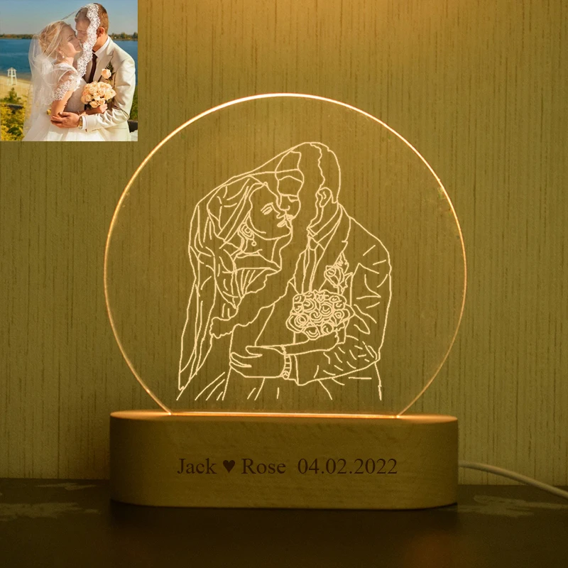 

Заказной персонаж Эскиз Портрет акриловая доска ночной Светильник пользовательские фото USB настольная лампа подарок на день Святого Вален...