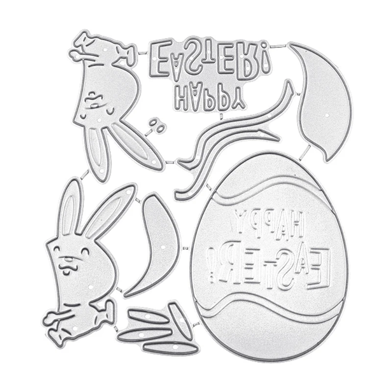 

Happy Easter Eggs Bunny Metal Cutting Dies Stencil Scrapbooking DIY Album Stamp