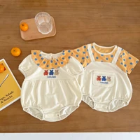 2022 summer baby rompers cartoon polka dot stitching embroidery baby short sleeved fart romper