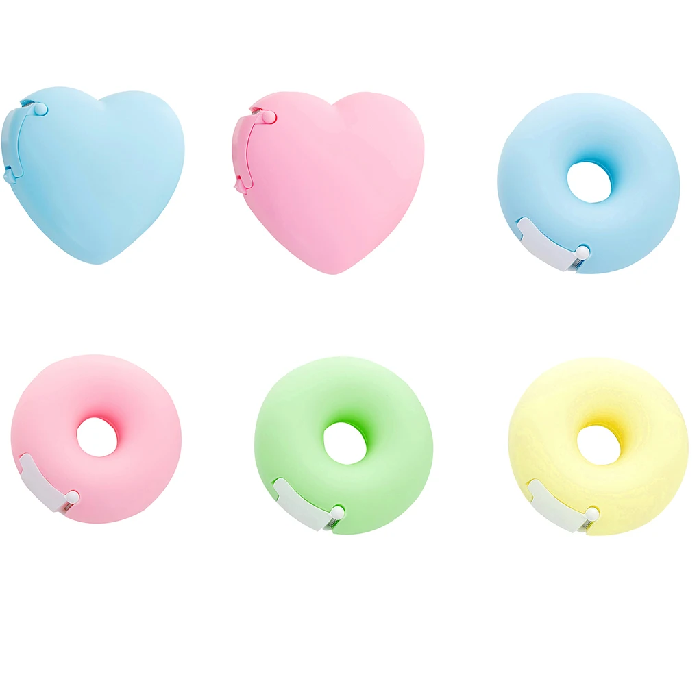 

Hot Sale Portable Lovely Doughnut/Heart Shape Tape Dispensers Cartoon Colorful Roll Tape Organizer