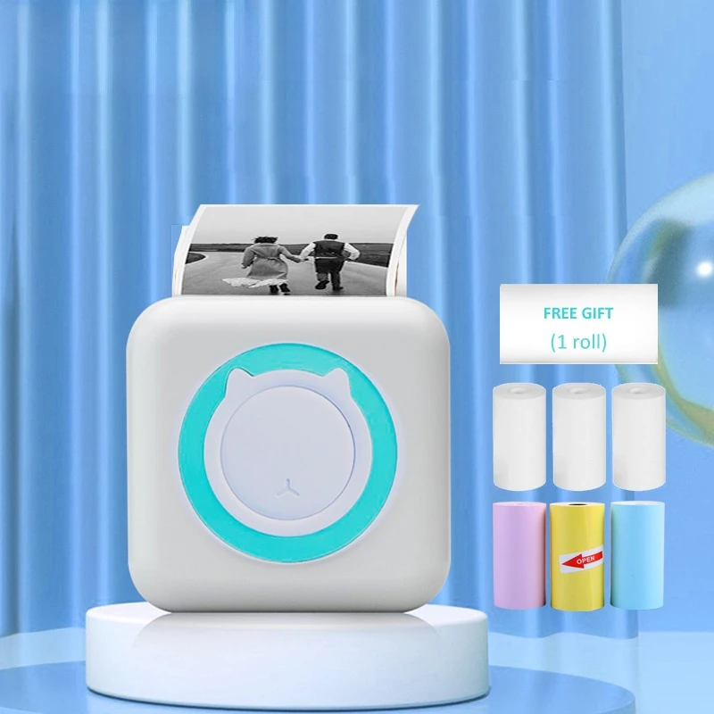 

Mini Portable Thermal Printer Paper Photo Pocket Thermal Printer Printing Wireless BT Connect Printers 200dpi Photo Lable