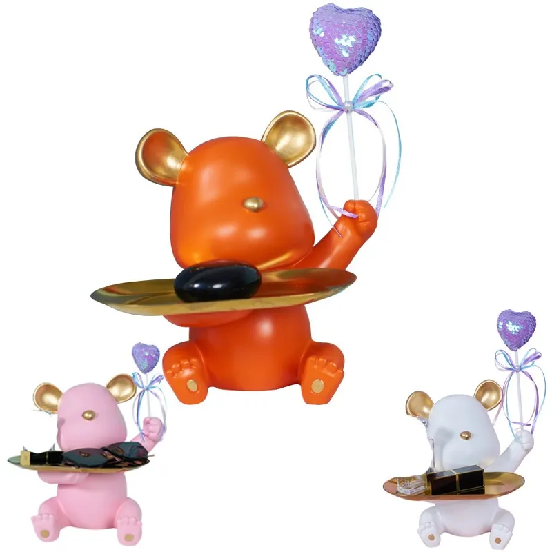 

Home Decor Handicrafts Bear Tray Statue Creative Ornaments Office Room Desk Resin Figurine Simplicity Work Of Art Decoration