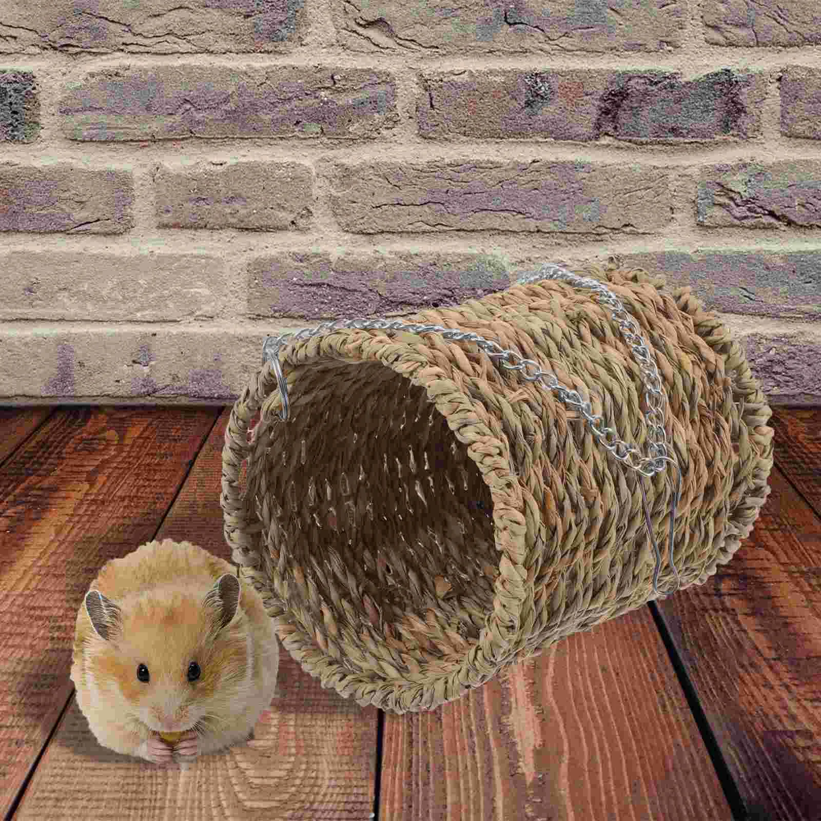 

Hamster Hanging Hammock Chinchilla Toys Seaweed Cradle Cage Pet Bed Woven Straw Nest Squirrel
