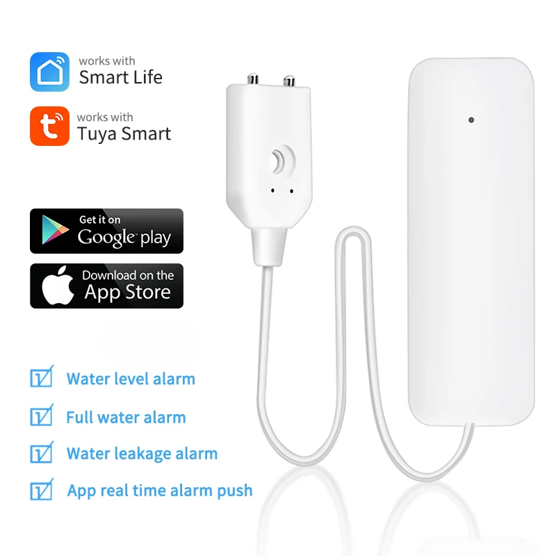 

Белый детектор утечки воды из АБС-пластика Tuya Zigbee, умный беспроводной Wi-Fi сенсор с приложением Smart Life Tuya, длительный режим ожидания