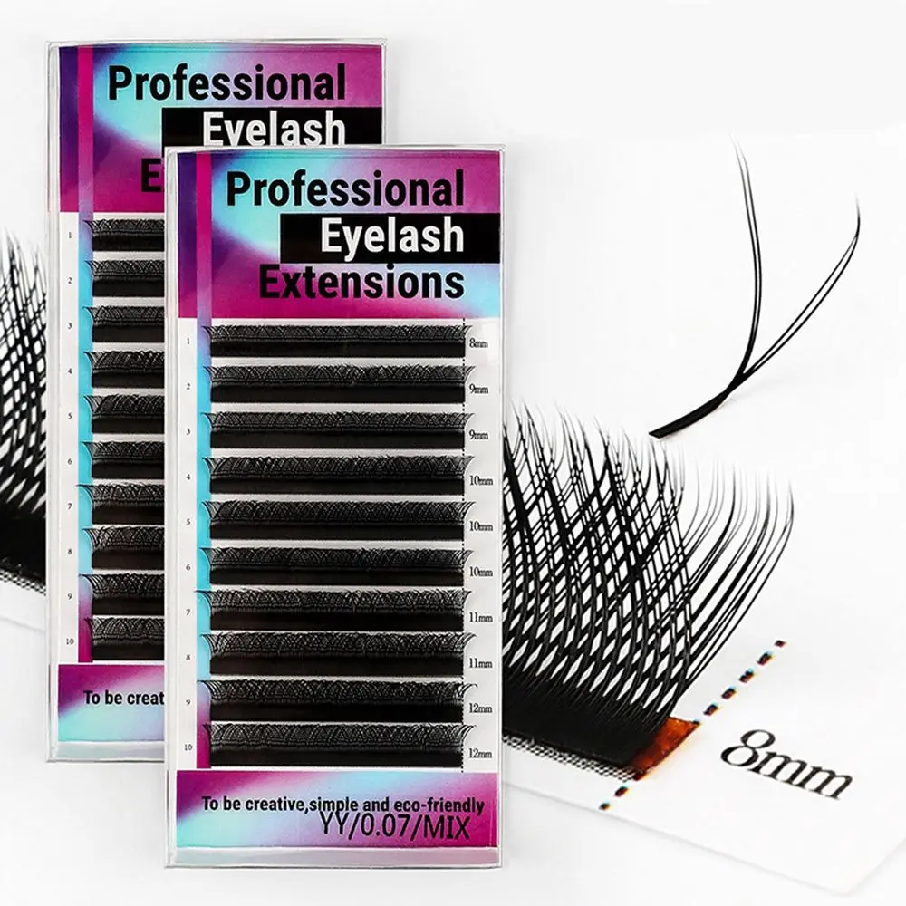 

8-12 MM Length Mix Length Volume Eye Lashes Soft Faux Mink YY Design Black Invividual Eyelashes