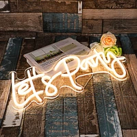 neon sign led lets party sign for party decor 4331 cm happy birthday wedding transparent acrylic custom neon light sign