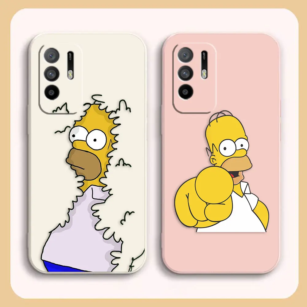 

Case For OPPO A52 A54 A55 A57 A59 A93 A83 A92S A93S 4G 5G A16 Colour Simple Liquid Silicone Case Cute The S-Simpsons