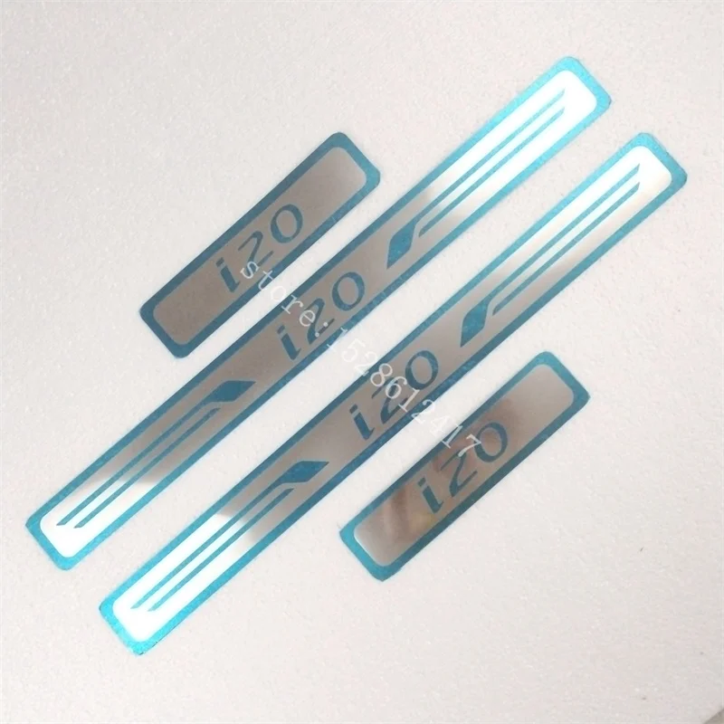 

For i20 Accessories 2015-2019 2020 2021 2022 Stainless Car Door Sill Kick Scuff Plate Protector Trim Cover Sticker