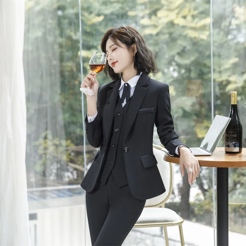 Women Business 2 Piece Pants Spring Autumn Blazer Set Black Pant Suits Office Lady Work Formal Jacket Suit Female Oversize 5XL