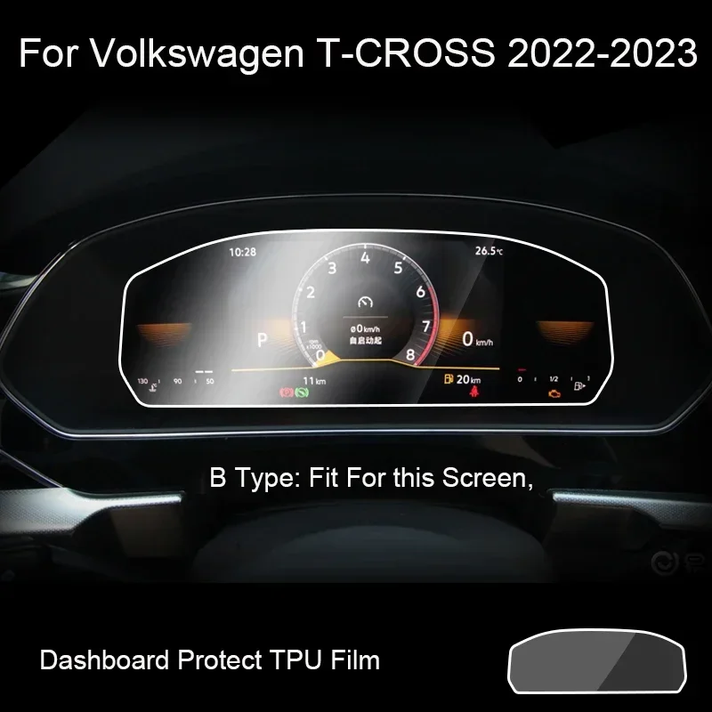 

For Volkswagen T-CROSS 2020-2023 Car GPS Navigation Screen Protect Tempered Film Auto Dashboard Display TPU Sticker Accessories