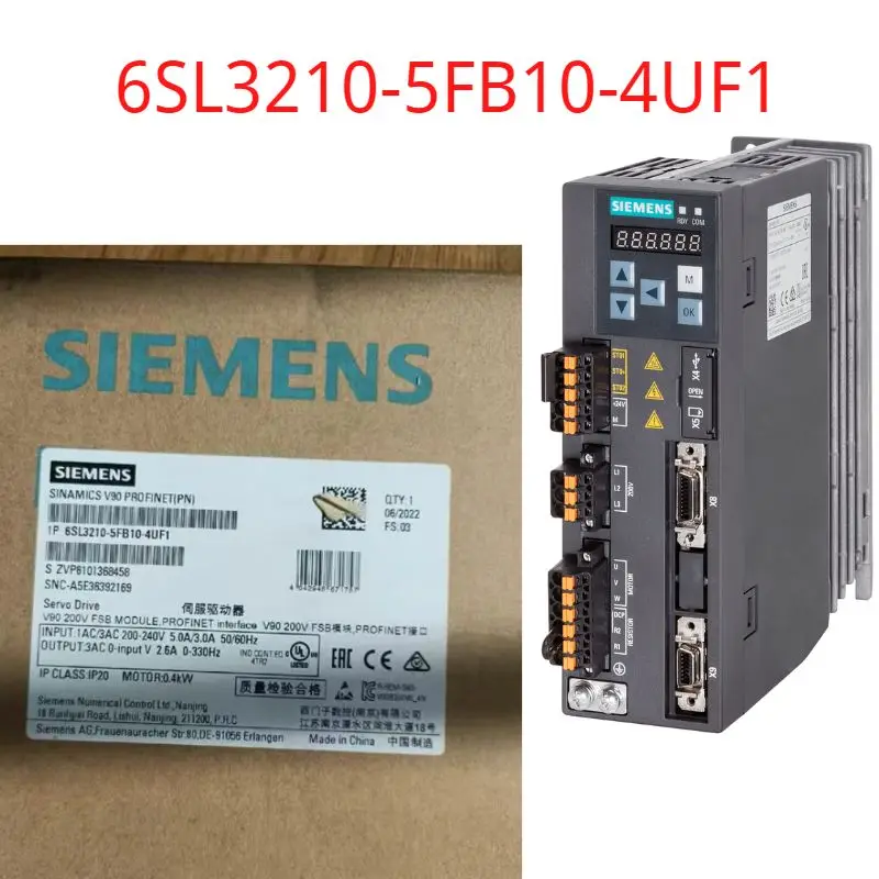 

6SL3210-5FB10-4UF1 Brand new SINAMICS V90 Converter LI, 200 V, PROFINET, FSB, 0.40 kW 6SL3210 5FB10 4UF1