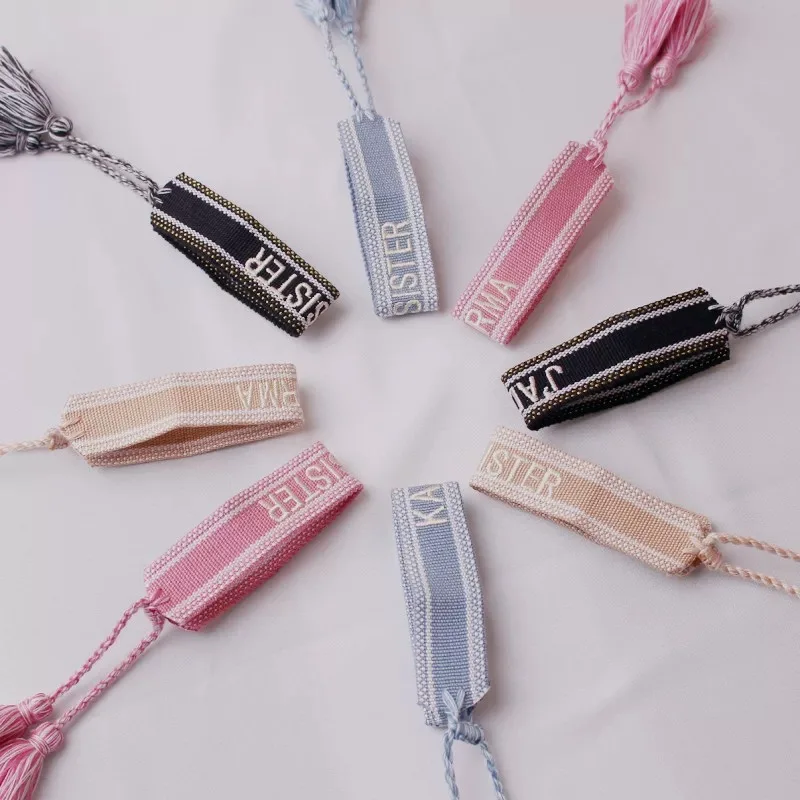 

Bohemia National Style Creative Hand-woven Colorful Embroidery Letter Bracelet For Women Adjustable Wrist Strap Fashion Jewelry