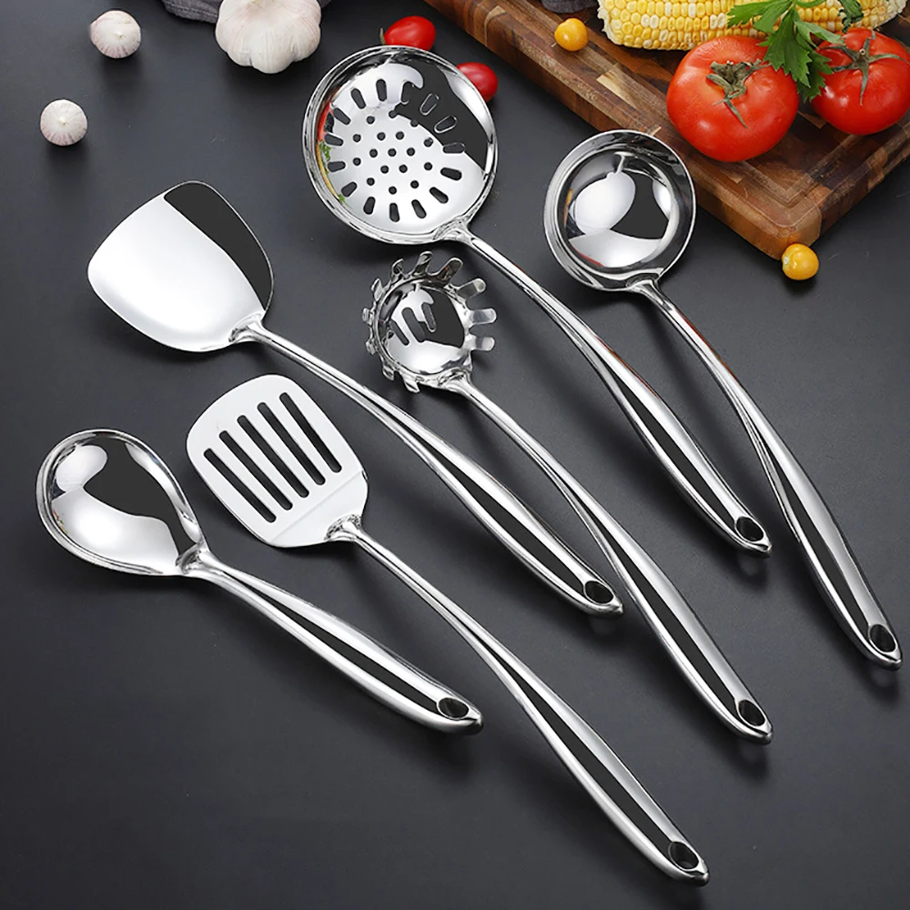 304 Stainless Steel 1Pcs Cooking Cookware Kitchenware Set 304 Spatula Spoon Colander Frying Shovel Rice Spoon Cookware