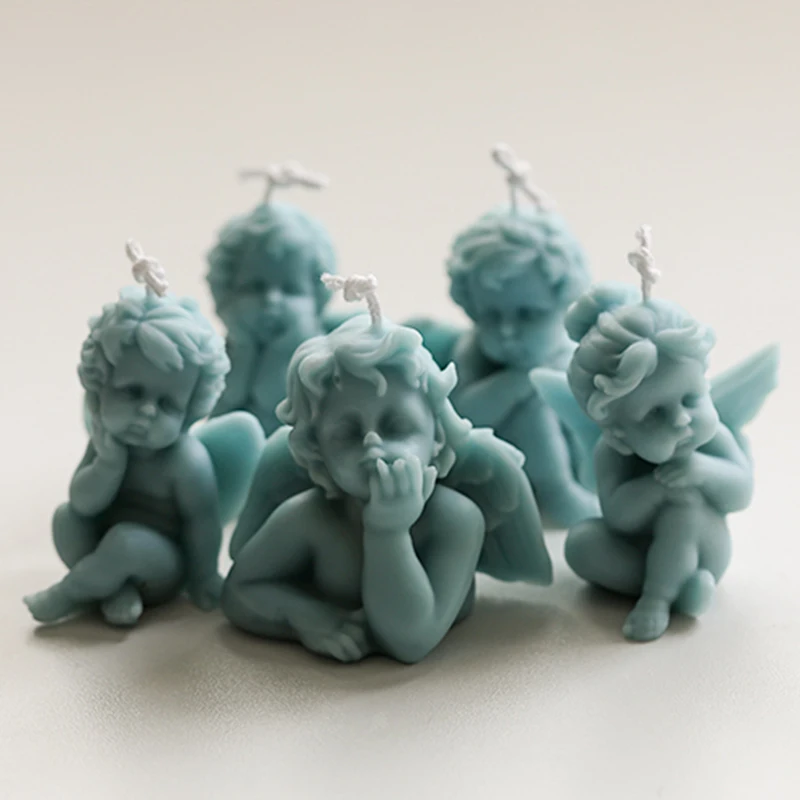 

3D Angel Silicone Candle Mold Handmade Soap Scented Candle Mould Wing Baby Cake Chocolate Ornament Mold Candle Making Resin Mold