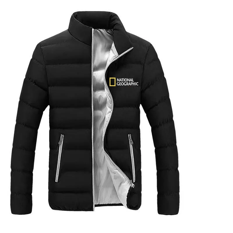 Nationals Geographics Fall Winter Men Jackets Warm Thick Coats Men's Slim, Stand-up Collar, Zipper, Windproof, Casual Jacket