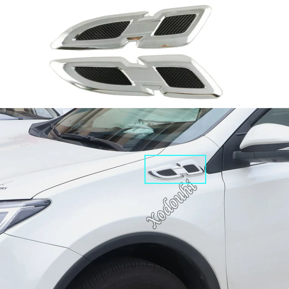 

For Toyota Rav4 2014 2015 2016 2017 2018 Car Cover Detector Abs Chrome Front Side Foliage Leaf Fender Vent Air Outlet Lamp Trim