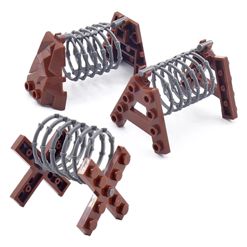 

2PCS Base Barbed Wire Barricade DIY Enlighten Building Blocks Bricks Compatible With City Street Particles