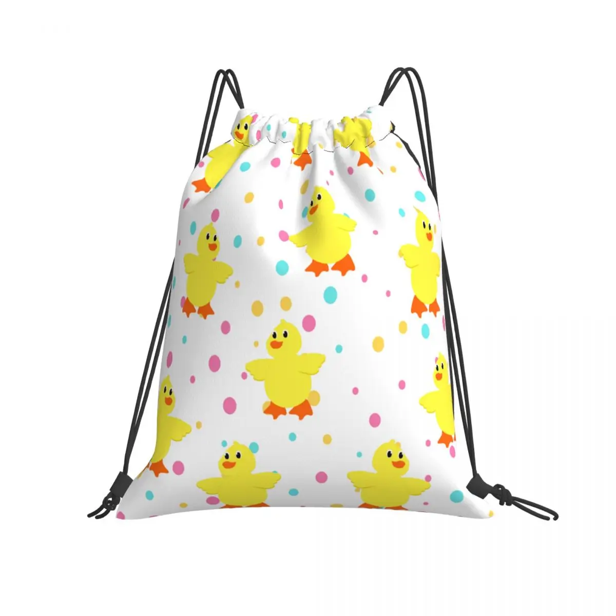 Drawstring Bag Cute Ducks With Polka Dot Foldable Gym Bag Fitness Backpack Hiking Camping Swimming Sports Bag