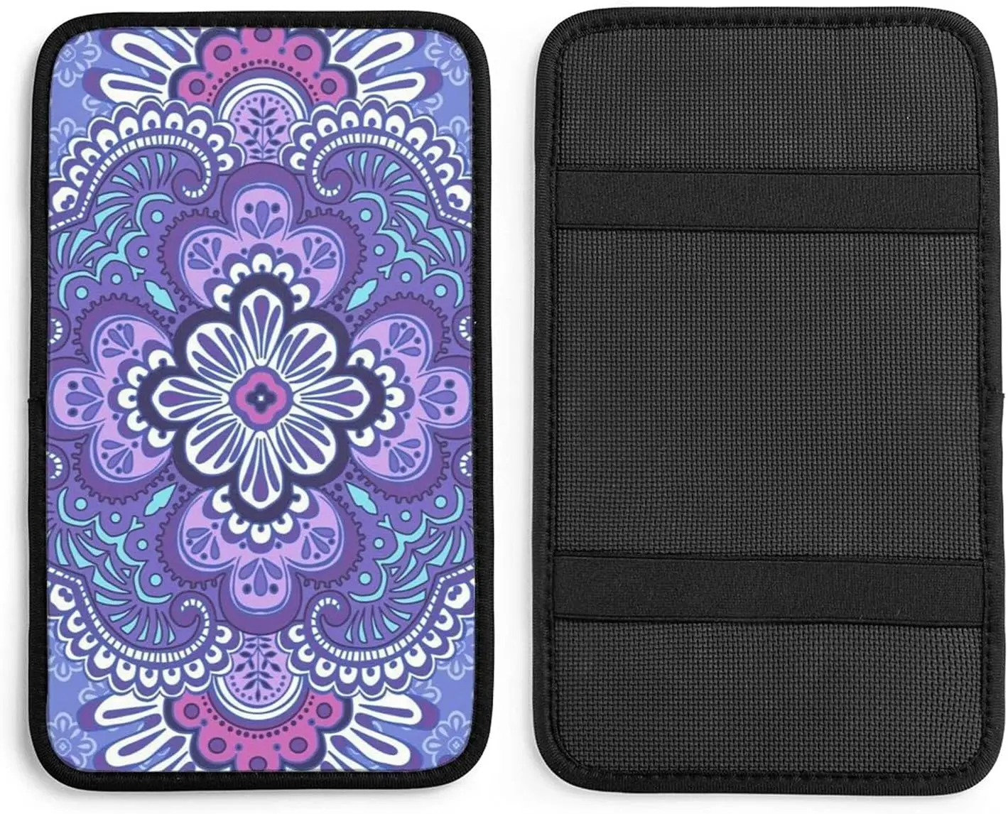 

Фиолетовая мандала, чехлы для центральной консоли автомобиля, универсальные автомобильные подлокотники, чехлы для сиденья, защита, мягкие автомобильные аксессуары, большинство транспортных средств